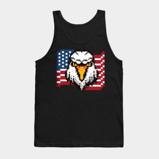 Bald Eagle and American Flag USA Patriotic Pixel Art Tank Top